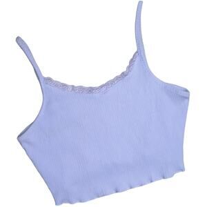 VTG Womens Ribbed Crop Top, Tank V-Neck, Purple S